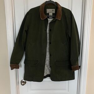 L.L. Bean Men's Green Field Jacket with Brown Accents